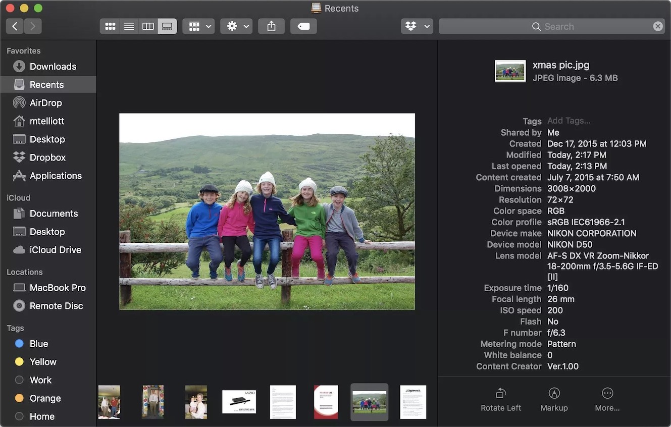 macOS 10.14 Mojave Finder Gallery View (2018)